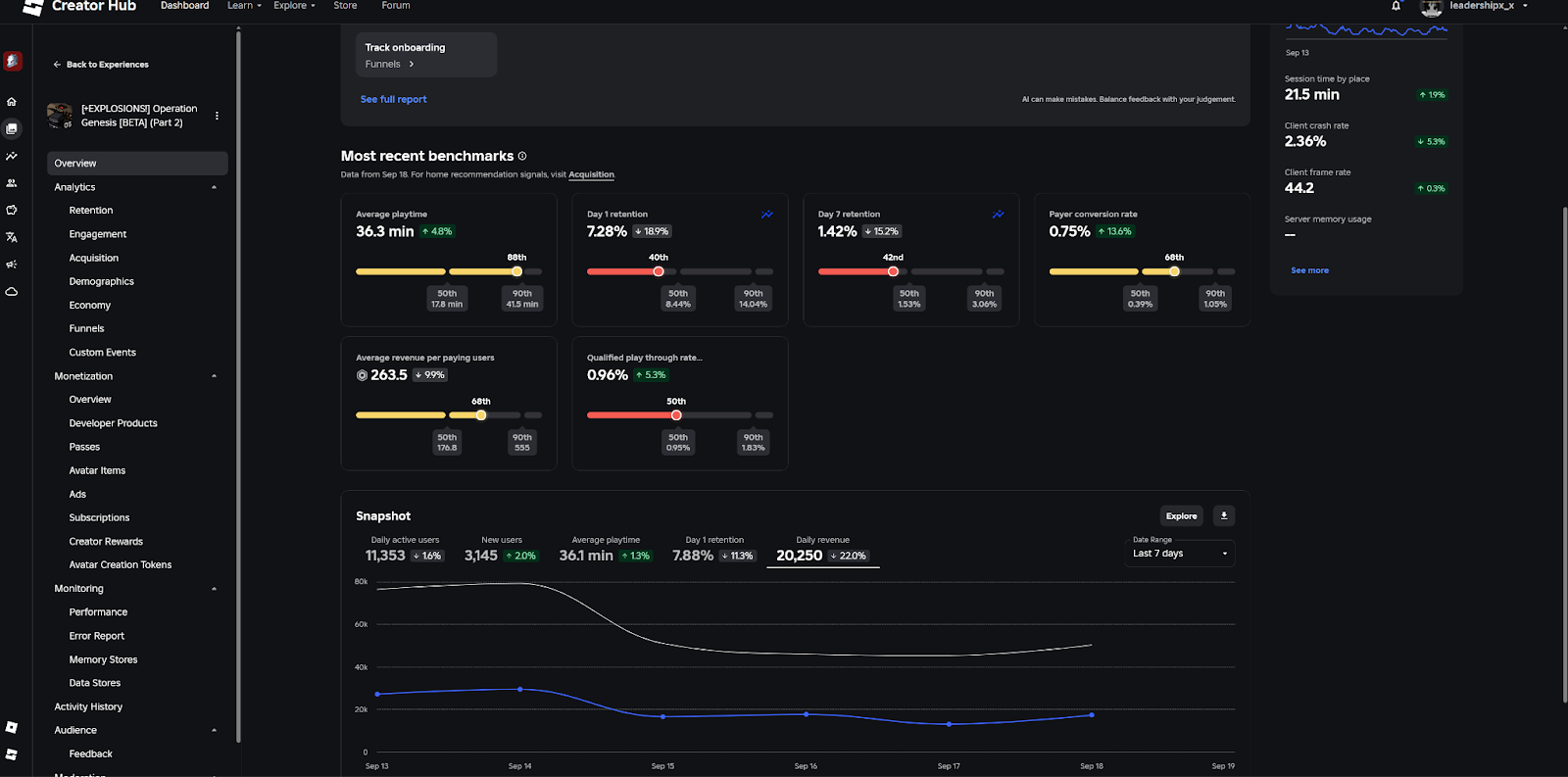 Operation Genesis - Creator Dashboard 1